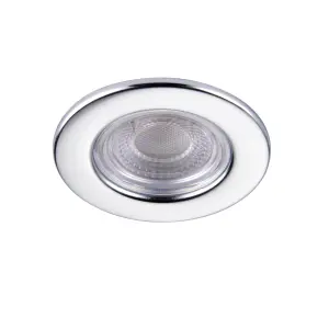 GoodHome Drexler Chrome effect Fixed LED Fire-rated Neutral white Downlight IP65, Pack of 10