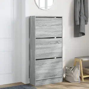 Berkfield Shoe Cabinet Grey Sonoma 60x21x125.5 cm Engineered Wood