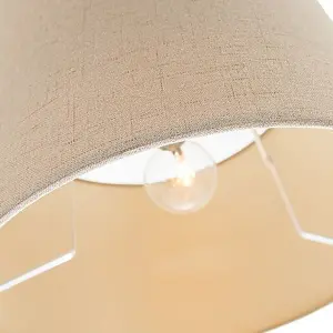 Contemporary and Sleek Taupe Textured Linen Fabric Drum Lamp Shade 60w Maximum