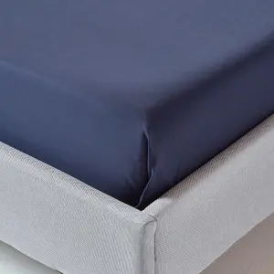 Homescapes Navy Blue Egyptian Cotton Flat Sheet 200 TC, Double