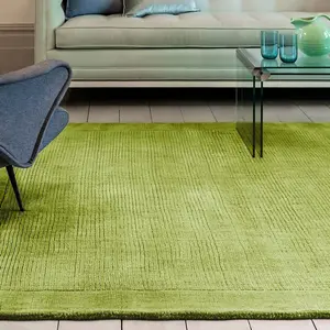 Green Simple and Stylish Wool Modern Plain Handmade Rug for Living Room and Bedroom-120cm X 170cm