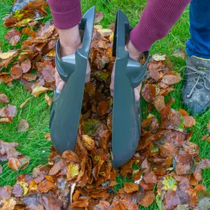 garden leaf grabbers,hand held tidy rake picker,leaf collector/grab (gray)