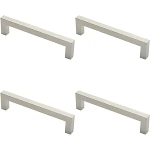 4x Square Mitred Door Pull Handle 244 x 19mm 225mm Fixing Centres Satin Steel