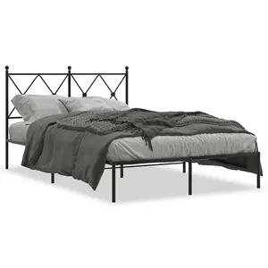 Berkfield Metal Bed Frame without Mattress with Headboard Black 120x200cm