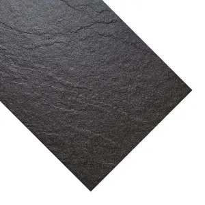 Chambly Black Matt Stone effect Porcelain Indoor Wall & floor Tile, Pack of 7, (L)600mm (W)300mm