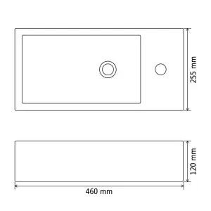 Berkfield Basin with Faucet Hole Rectangular Ceramic White 46x25.5x12 cm