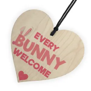 Red Ocean every Bunny Welcome Wooden Hanging Plaque Easter Egg Hunt Sign