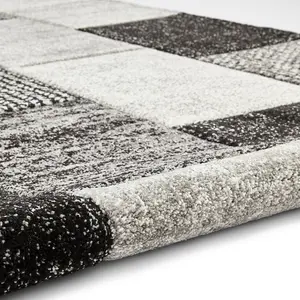 Grey/Black Geometric Modern Handmade Rug for Living Room Bedroom and Dining Room-160cm X 220cm