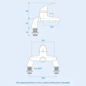 Nes Home Chrome Deck Mounted Bath Filler Shower Mixer Slider Rail Handset Kit