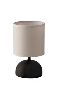 Luminosa Furore Ceramic Table Lamp With Fabric Shade, Brown, White, E14