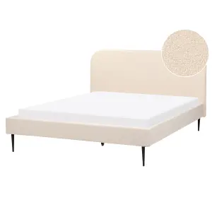 Boucle EU King Size Bed Beige FLAYAT