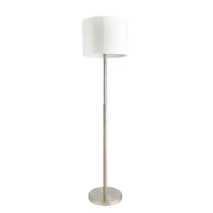 Luminosa Andromeda 1 Light Floor Lamp Satin Chrome, Acrylic With Bubbles, E27