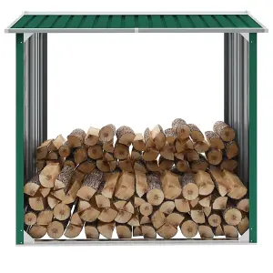 Berkfield Log Storage Shed Galvanised Steel 172x91x154 cm Green