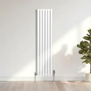 Oval Column Radiator & Valves - 1600mm x 360mm - White