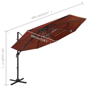 Berkfield 4-Tier Parasol with Aluminium Pole Terracotta 3x3 m