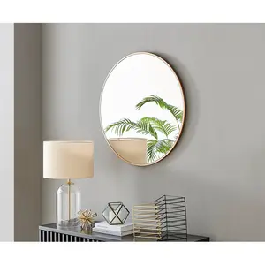 Alcantera Round Metal Frame Wall Mirror Simple and Elegant Modern Design Gold / 80cm H x 80cm W