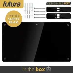 Futura Electric 1500W WIFI Glass Radiator Panel Heater Black Wall Mounted or Floor Standing Bathroom Safe, Timer and Thermostat