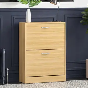 8 Pair Flip Down Shoe Storage Cabinet Organiser Hallway Furniture Pine