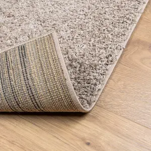 Shaggy Rug PAMPLONA High Pile Modern Beige 160x160 cm