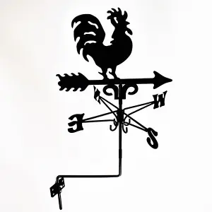 Traditional Cockerel Weathervane - Steel - L39 x W39 x H93 cm - Black