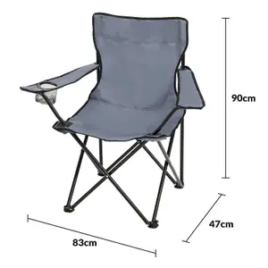 Set of 2 Portable Folding Camp Chairs - Lightweight with Cup Holder Side Pocket and Carry Bag - Ideal for Camping Festivals