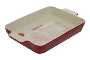 Interiors by Premier 3.2 Litre Red Stoneware Oven Dish with Pie Recipe, Baking Dish with Handles