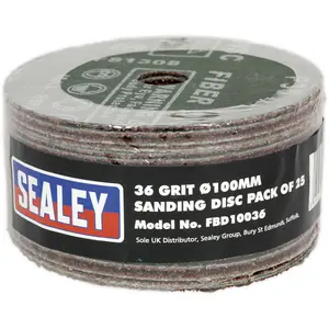 25 Pack of 100mm 36 Grit Sanding Discs for Wood and Metal Finishing