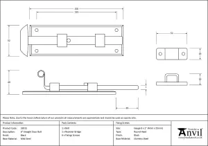 From The Anvil Black 6 Inch Straight Door Bolt