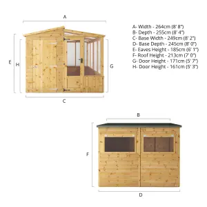 Mercia 8x8 Pent Greenhouse combi shed - Assembly required