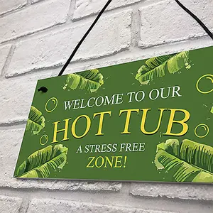 Red Ocean Hot Tub Sign Welcome Hanging Wall Plaque Shed Sign Garden Sign Gift For New Home