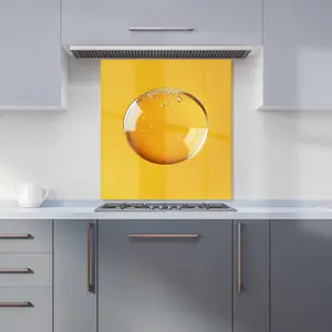 Solitary Yellow Bubble: A Closer Look Premium Glass Kitchen Splashback W600mm x H750mm