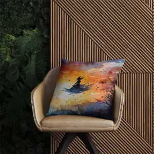 A Watercolor Featuring A Graceful Witch Outdoor Cushion 45cm x 45cm