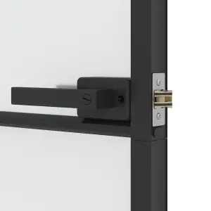 Berkfield Interior Door Slim Black 93x201.5 cm Tempered Glass and Aluminium