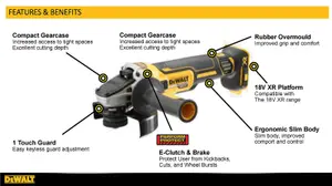 Dewalt DCG405N 18v XR Brushless Cordless 125mm Angle Grinder Bare + Flange Nut