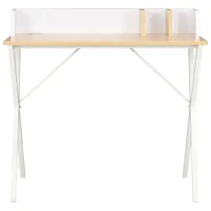 Berkfield Desk White and Natural 80x50x84 cm