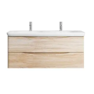 Eden 1200mm Wall Hung Vanity Unit in Light Oak & Link Resin Basin