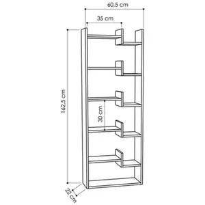 Kara 5-Tier Freestanding Bookcase for Home and Office Storage White/Black / 162.56" H x 61" W x 22" D