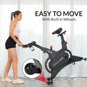 Smart Upright Exercise Spinning Bike for Home with 8kg Flywheel, LCD Screen, Multi-Resistance Levels, Indoor Bicycle Cardio