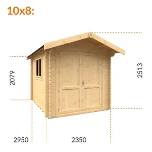 10ft x 8ft (2950mm x 2350mm) Horsforth "The Saint Paul" 28mm Log Cabin With 1 Opening Windows