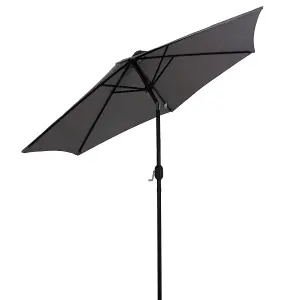 Charles Bentley Garden Metal Patio Garden Umbrella Parasol Crank & Tilt - Grey