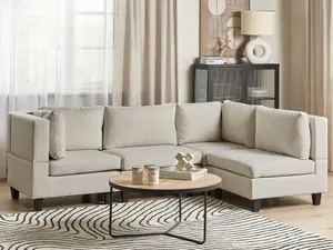 Corner Sofa UNSTAD Light Beige Fabric Left Hand