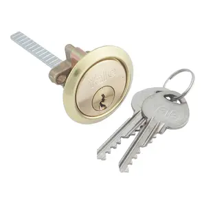 Yale High security Brass-plated Metal Single Rim Cylinder lock, (L)83mm