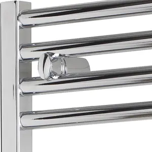 Bray Wifi Dual Fuel Heated Towel Rail With Thermostat, Timer, Straight, Chrome - W500 x H1000 mm