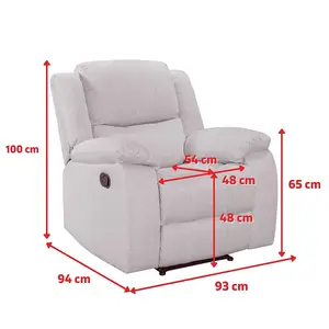 Recliner Manual Chair in Cream Linen Fabric