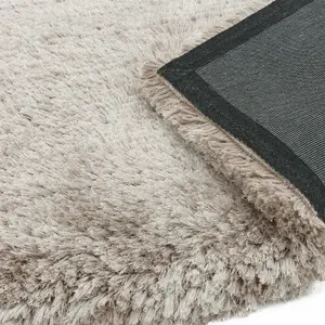 Beige Easy to clean Plain Handmade , Luxurious , Modern , Plain , Shaggy , Sparkle Rug for Living Room, Bedroom - 120cm X 170cm