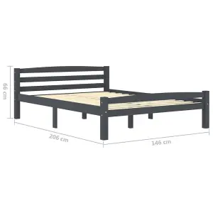 Berkfield Bed Frame Dark Grey Solid Pinewood 140x200 cm