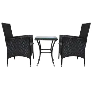 Rattan Bistro Set Furniture 3 PCs Patio Weave Companion Chair Table Set  2 Seater FREE Cover