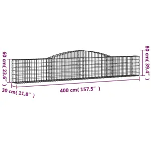 Berkfield Arched Gabion Basket 400x30x60/80 cm Galvanised Iron