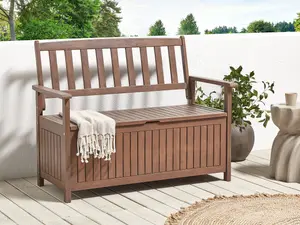 Garden Bench SOVANA with Storage Acacia Wood Dark Wood