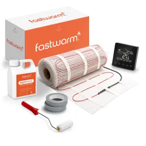 Fastwarm 150W Electric Underfloor Heating Mat Kit - 1m - WiFi Black Thermostat